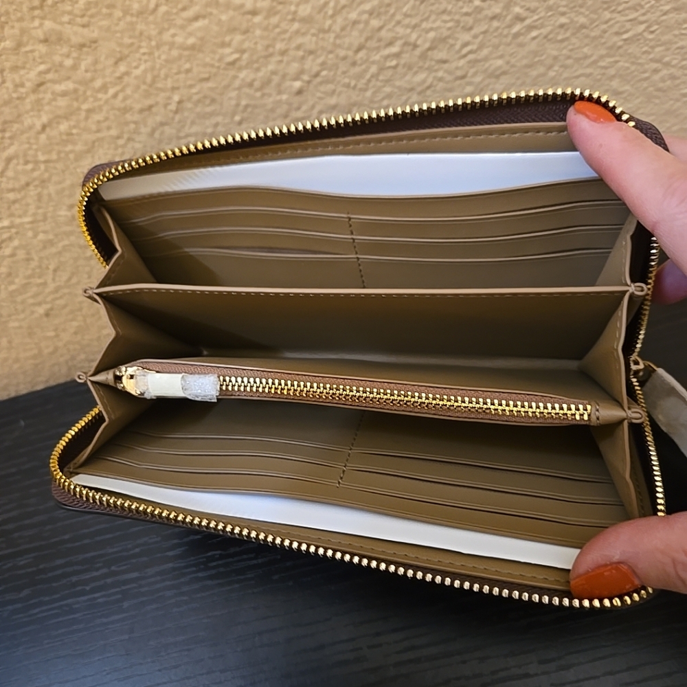 Coach Long Zip Around Wallet In Signature Canvas With Cherry Print - Picture 11 of 13